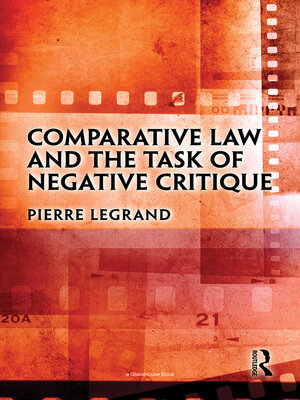 cover image of Comparative Law and the Task of Negative Critique